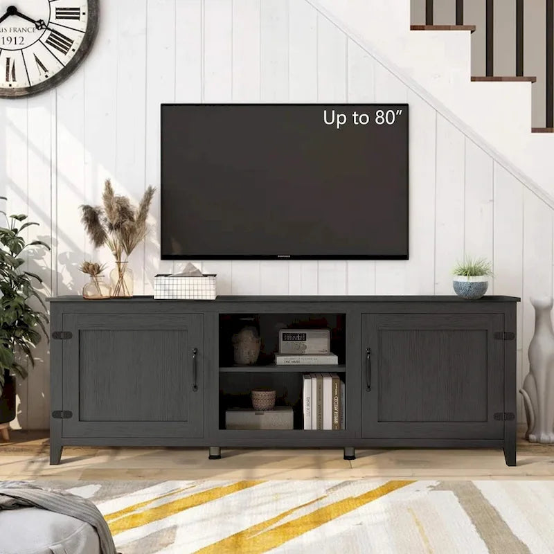 Wood Storage Cabinet Media Console for TVs up to 80