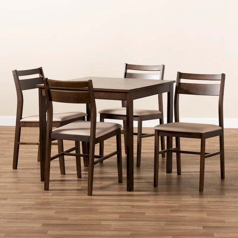 Contemporary Fabric 5-Piece Wood Dining Set