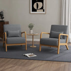 2 Set Upholstered Lounge Arm Chair with Pillow - Set of 2