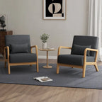 2 Set Upholstered Lounge Arm Chair with Pillow - Set of 2