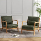 2 Set Upholstered Lounge Arm Chair with Pillow - Set of 2
