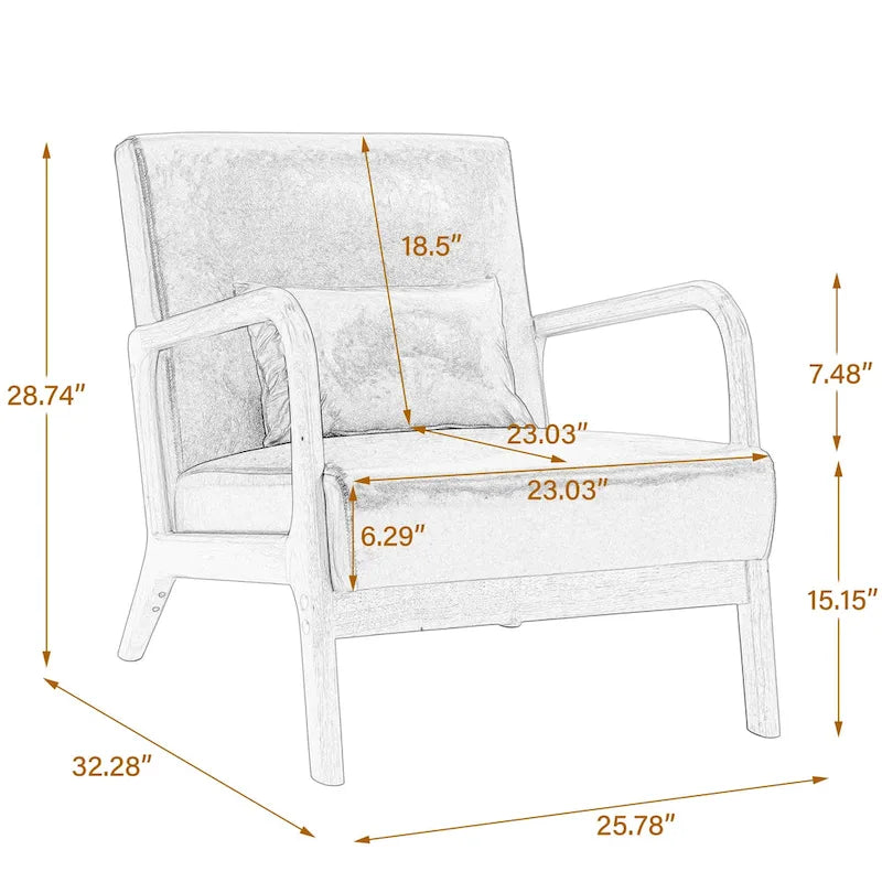 2 Set Upholstered Lounge Arm Chair with Pillow - Set of 2