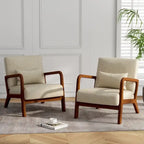 2 Set Upholstered Lounge Arm Chair with Pillow - Set of 2