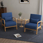 2 Set Upholstered Lounge Arm Chair with Pillow - Set of 2