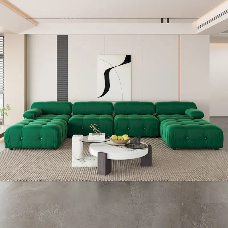 U-shaped Velvet Upholstery Sectional Modern Modular Couch