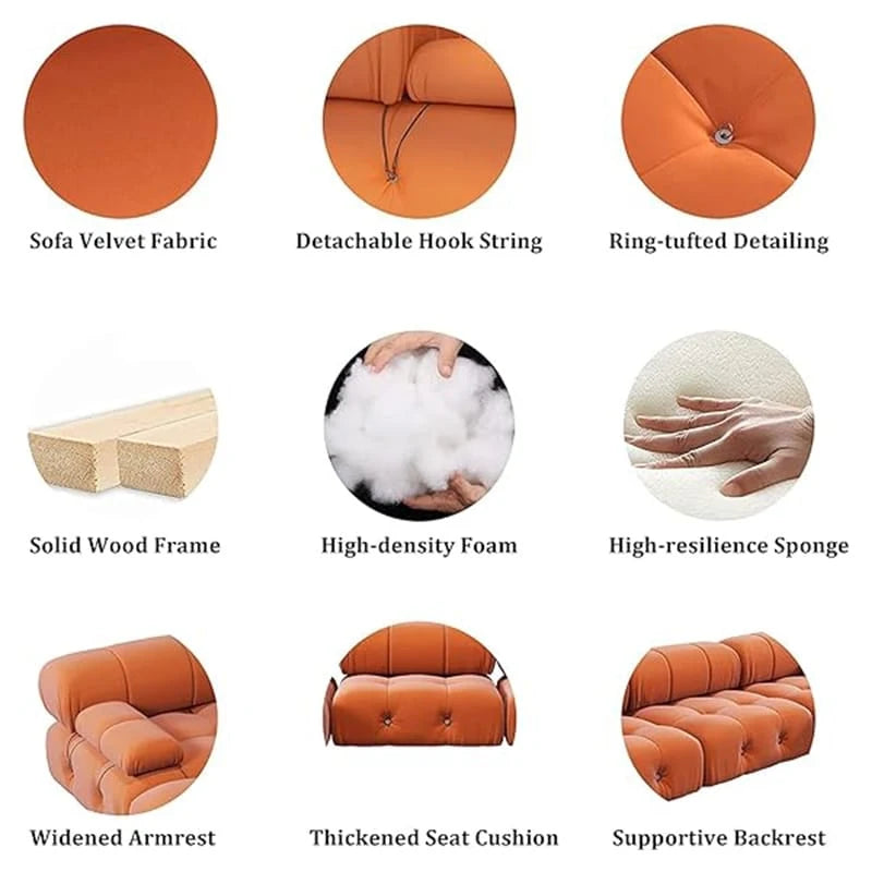 U-shaped Velvet Upholstery Sectional Modern Modular Couch