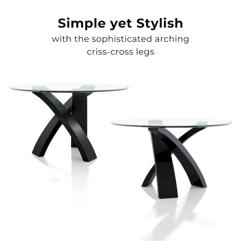 Zibo Contemporary Black 5-Piece Round Dining Set by Furniture of America