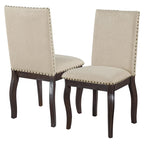 Set of 4 Wooden Upholstered Dining Chairs with Nailhead