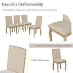 Set of 4 Wooden Upholstered Dining Chairs with Nailhead