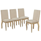 Set of 4 Wooden Upholstered Dining Chairs with Nailhead