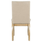 Set of 4 Wooden Upholstered Dining Chairs with Nailhead