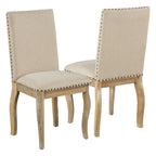 Set of 4 Wooden Upholstered Dining Chairs with Nailhead