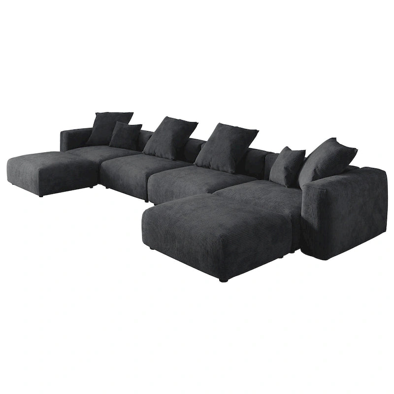 181.10 Corduroy Fabric 6-Piece Oversize Sectional Sofa