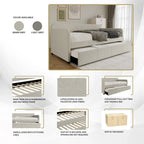 CraftPorch Minimalist Twin Size Upholstered Daybed With Trundle