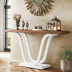 Farmhouse Console Table, 55 Inch Wood Sofa Table Entryway Table