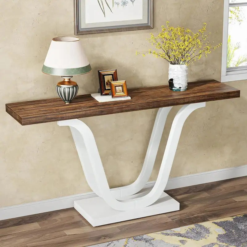 Farmhouse Console Table, 55 Inch Wood Sofa Table Entryway Table