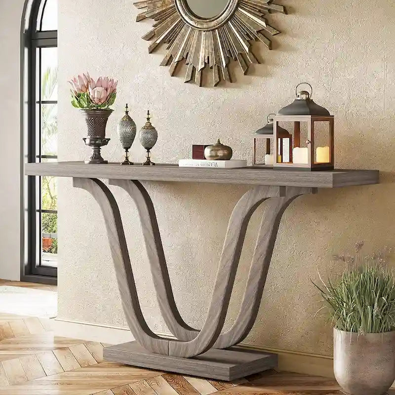 Farmhouse Console Table, 55 Inch Wood Sofa Table Entryway Table