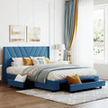 Queen Size Storage Bed Linen Upholstered Platform Bed with 3 Drawers