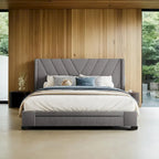 Queen Size Storage Bed Linen Upholstered Platform Bed with 3 Drawers