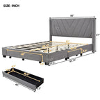 Queen Size Storage Bed Linen Upholstered Platform Bed with 3 Drawers