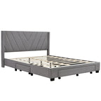 Queen Size Storage Bed Linen Upholstered Platform Bed with 3 Drawers