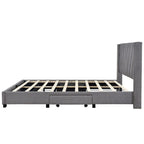 Queen Size Storage Bed Linen Upholstered Platform Bed with 3 Drawers