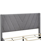 Queen Size Storage Bed Linen Upholstered Platform Bed with 3 Drawers