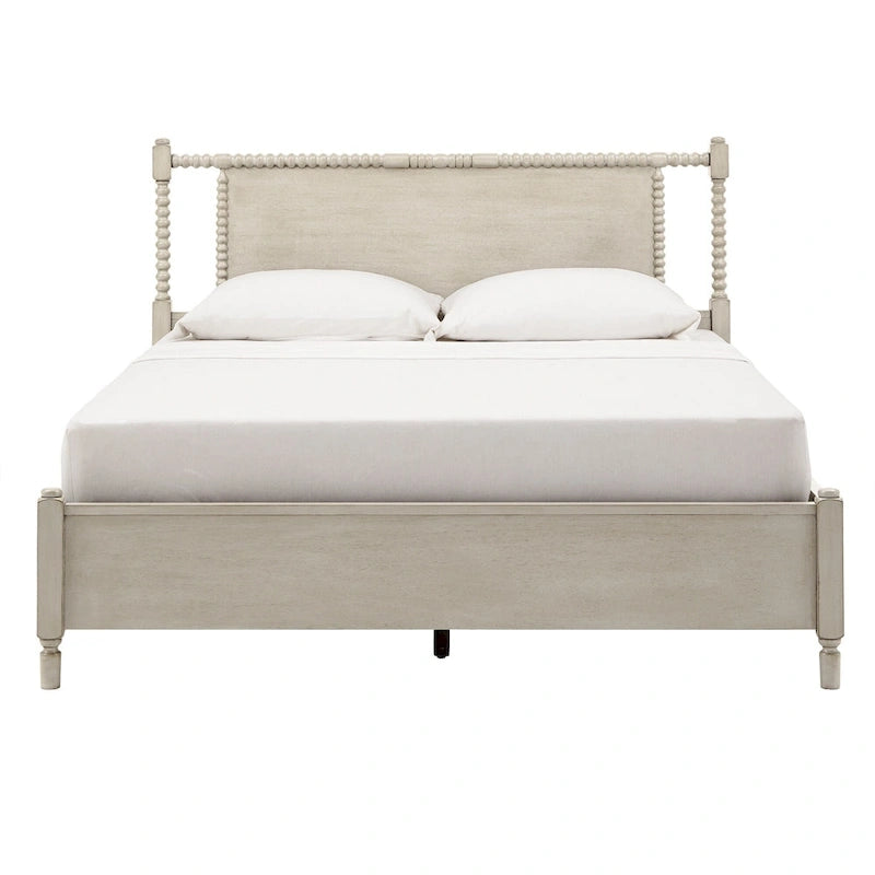 Demetria Antique Finish Beaded Wood Platform Bed by iNSPIRE Q Classic