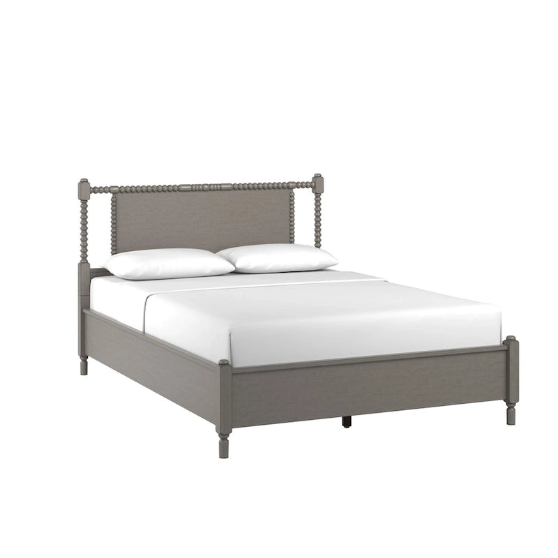 Demetria Antique Finish Beaded Wood Platform Bed by iNSPIRE Q Classic