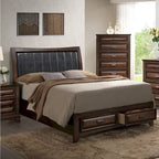 Roundhill Furniture Broval Light Espresso Wood King-size Storage Platform Bed