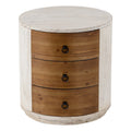 COSIEST Modern Round Solid Wood Storage Chest, Nightstand with 3 Drawers