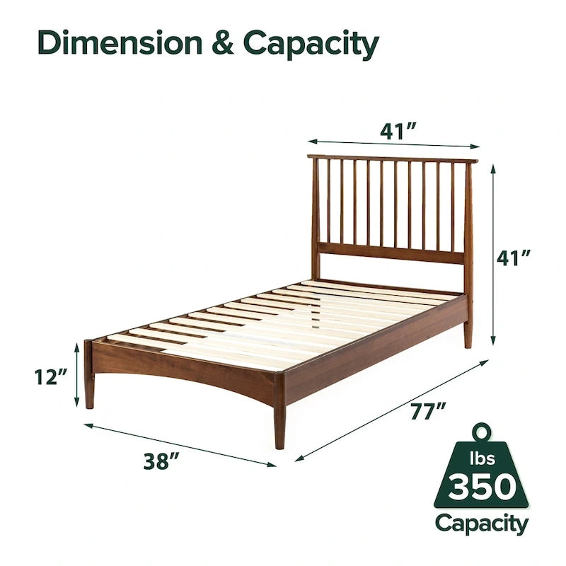 Priage by ZINUS Mid Century Wood Platform Bed Frame