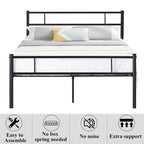 Metal Bed Frame with Headboard and Footboard, No Box Spring Needed