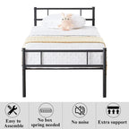 Metal Bed Frame with Headboard and Footboard, No Box Spring Needed