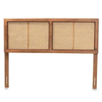 Gilbert Ash Walnut Wood and Synthetic Rattan Headboard
