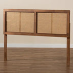 Gilbert Ash Walnut Wood and Synthetic Rattan Headboard