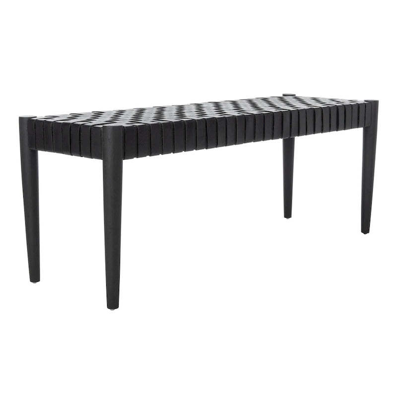 SAFAVIEH Manervia Wood & Leather Bench - 47Wx16Dx18H