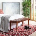 SAFAVIEH Manervia Wood & Leather Bench - 47Wx16Dx18H