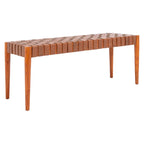SAFAVIEH Manervia Wood & Leather Bench - 47Wx16Dx18H