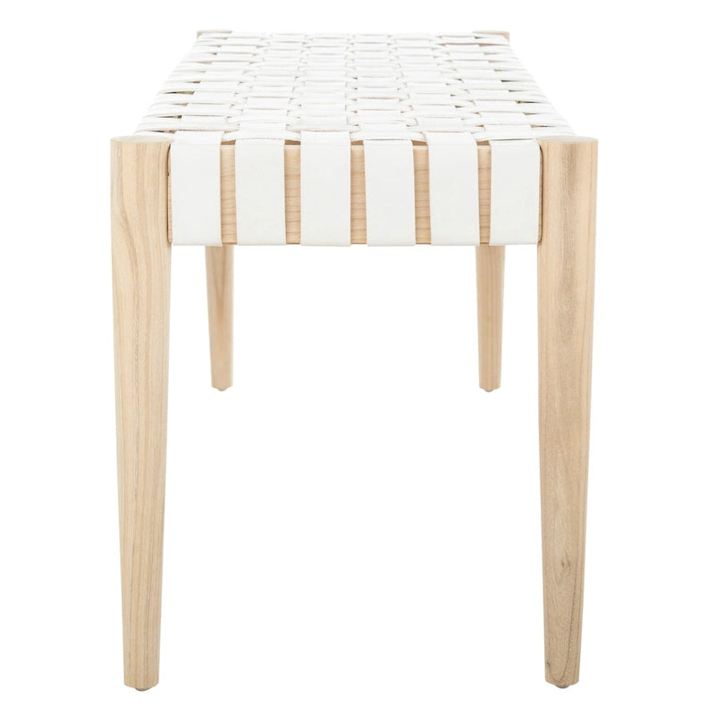 SAFAVIEH Manervia Wood & Leather Bench - 47Wx16Dx18H