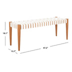 SAFAVIEH Manervia Wood & Leather Bench - 47Wx16Dx18H