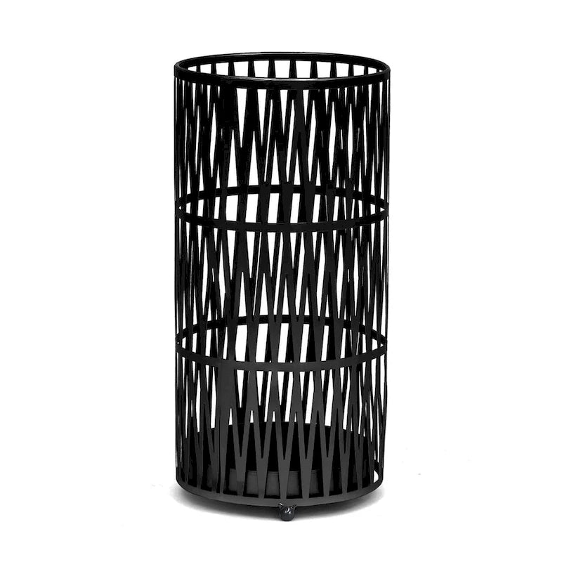 ADECO Stand Gold / Black Round RackMetal Umbrella Cane Walk Stick Drip Tray - 9. 2x9. 2x19