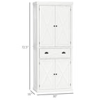 HOMCOM Freestanding Modern Farmhouse 4 Door Kitchen Pantry Cabinet, Storage Cabinet Organizer with 6-Tiers