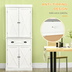 HOMCOM Freestanding Modern Farmhouse 4 Door Kitchen Pantry Cabinet, Storage Cabinet Organizer with 6-Tiers