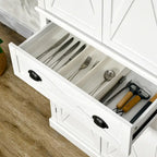 HOMCOM Freestanding Modern Farmhouse 4 Door Kitchen Pantry Cabinet, Storage Cabinet Organizer with 6-Tiers