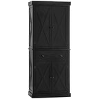 HOMCOM Freestanding Modern Farmhouse 4 Door Kitchen Pantry Cabinet, Storage Cabinet Organizer with 6-Tiers