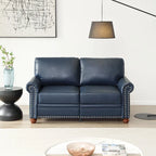 Living Room Sofa Loveseat Chair Navy Blue Faux Leather