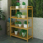 4 Tiers Bamboo Wood Storage Rack Kitchen Shelving Bookshelf - 26.46x9.84x38.97in