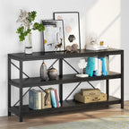 3 Tiers Console Table TV Stand with Storage Shelves,Sofa Table