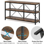3 Tiers Console Table TV Stand with Storage Shelves,Sofa Table